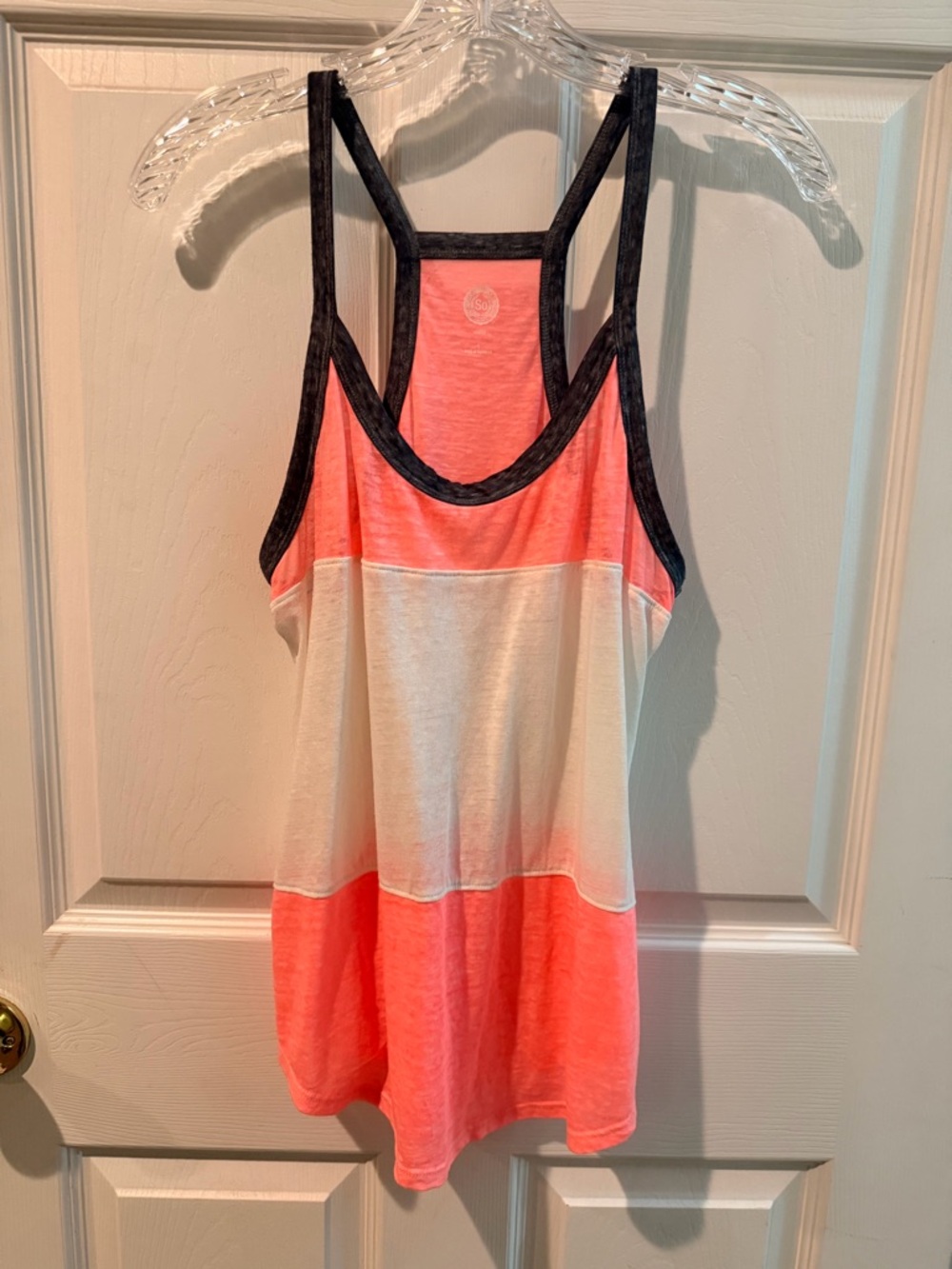 SO Colorblock Racerback Tank - Coral, Cream & Black